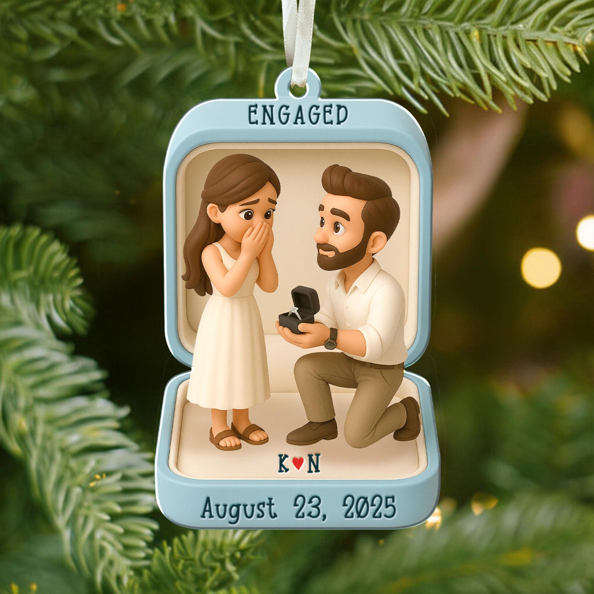 First Christmas Engaged 2025 Ornament, Custom Proposal Photo Figure Ornament, Personalized Engagement Keepsake, Christmas Gift For Couples