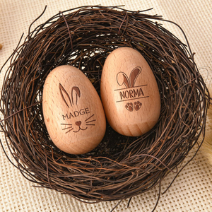 Personalized Wooden Easter Egg, Musical Wooden Easter Egg Shakers, Custom Easter Gift, Baby First Easter