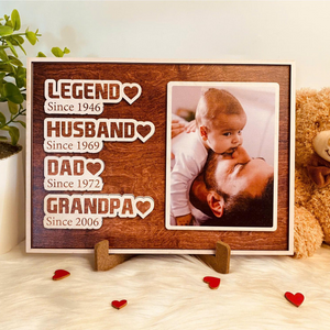 Personalized Legend Husband Dad Grandpa Sign, Wooden Sign For Papa, Custom Photo Wood Sign, Dad Sign, Father's Day 2025 Gift