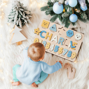 Wooden Busy Board Puzzle, Personalized Name Puzzle Toy, Baby Girl Gift, Nursery Decor, First Easter Gift, Custom Gift, One Year Old Gift