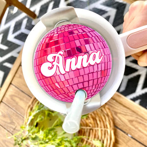 Personalized Disco Ball Tumbler Name Tag, Tumbler Plate Topper, Custom Name Tumbler Tag For Her