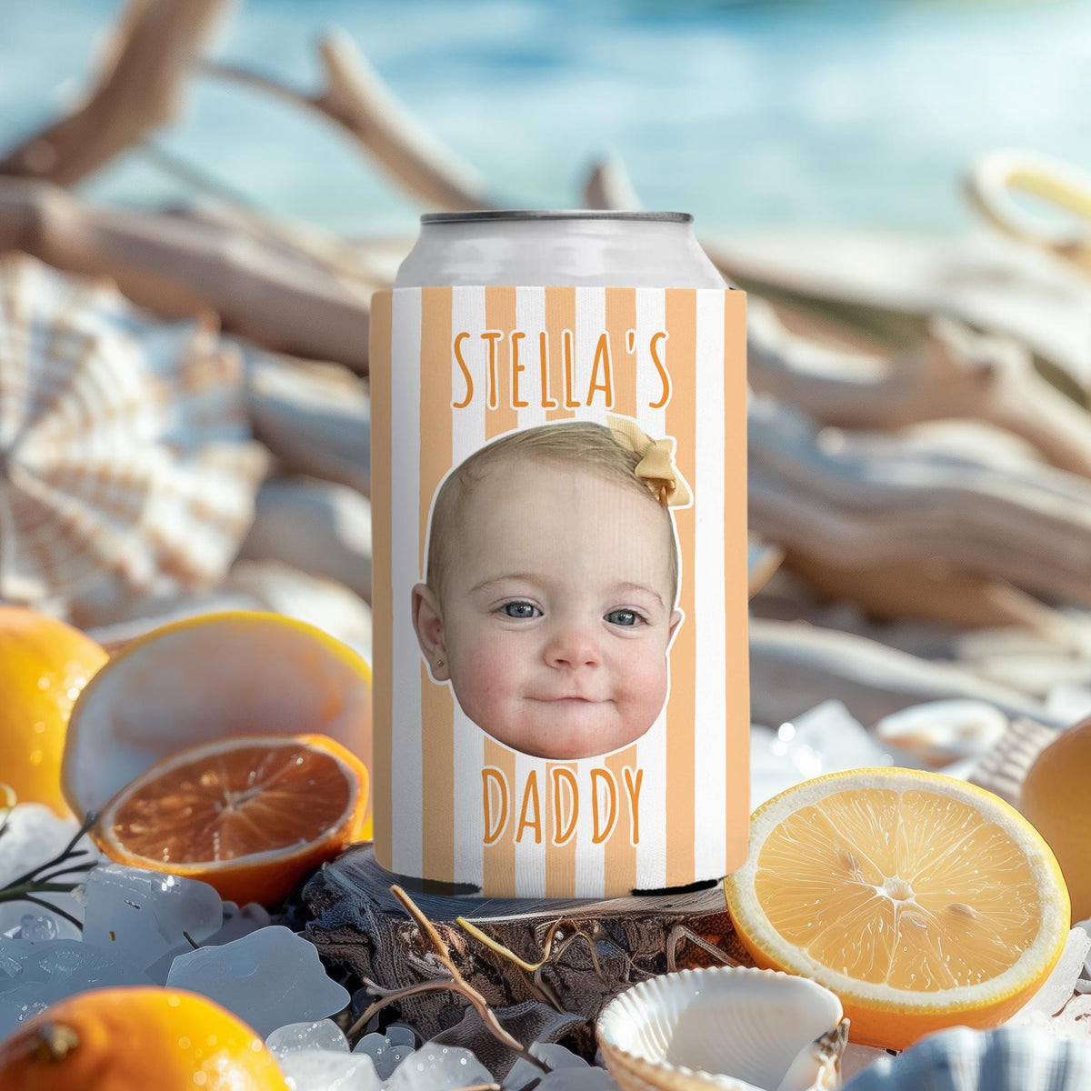 Personalized Kids Photo Can Cooler, Custom Funny Face Baby Can Cooler, Gift For Husband, New Dad Gift, Father's Day Gift For Dad, Husband