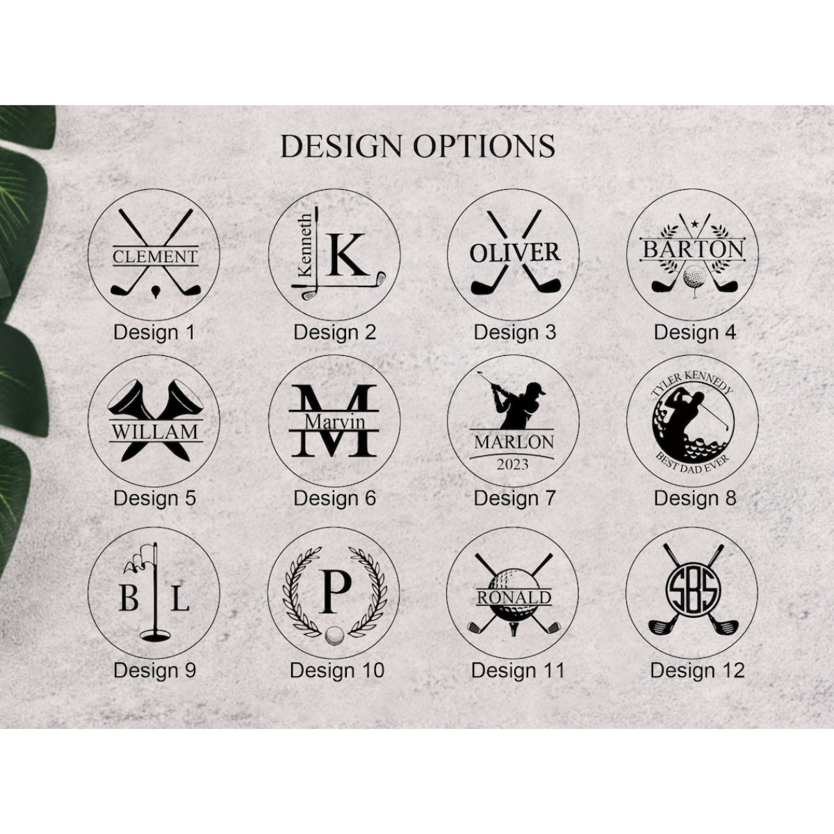 Engraved Leather Golf Bag Tag with Tees: Personalized Golf Gift