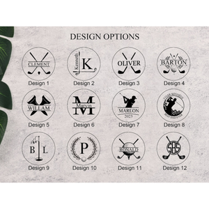 Engraved Leather Golf Bag Tag with Tees: Personalized Golf Gift