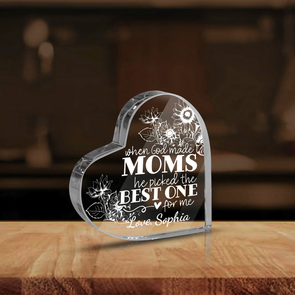 When God Made Moms He Picked The Best One For Me - Personalized Heart Shaped Acrylic Plaque - Gift For Mom, Mother's Day, Birthday Gift