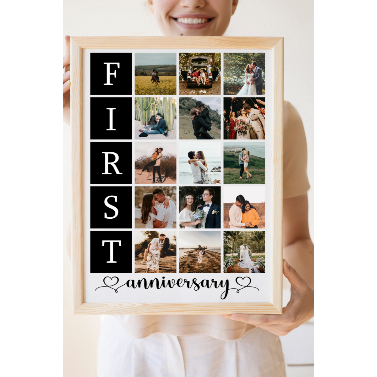 First Anniversary Gift for Couple, 1st Anniversary Gift, Personalized Photo Canvas Wall Art Decor