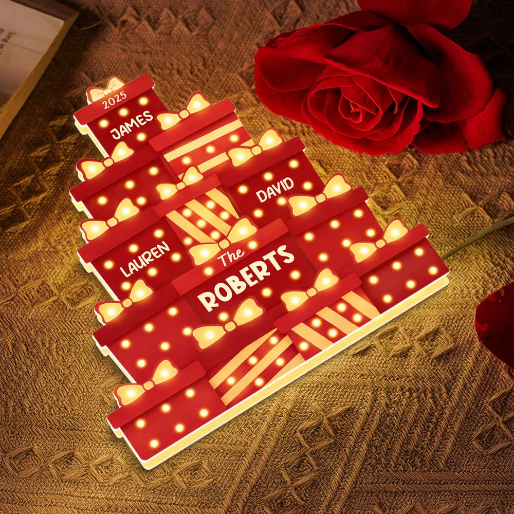 Christmas Family Gifts Box - Personalized Light Box - Gift For Family, Christmas Home Decoration