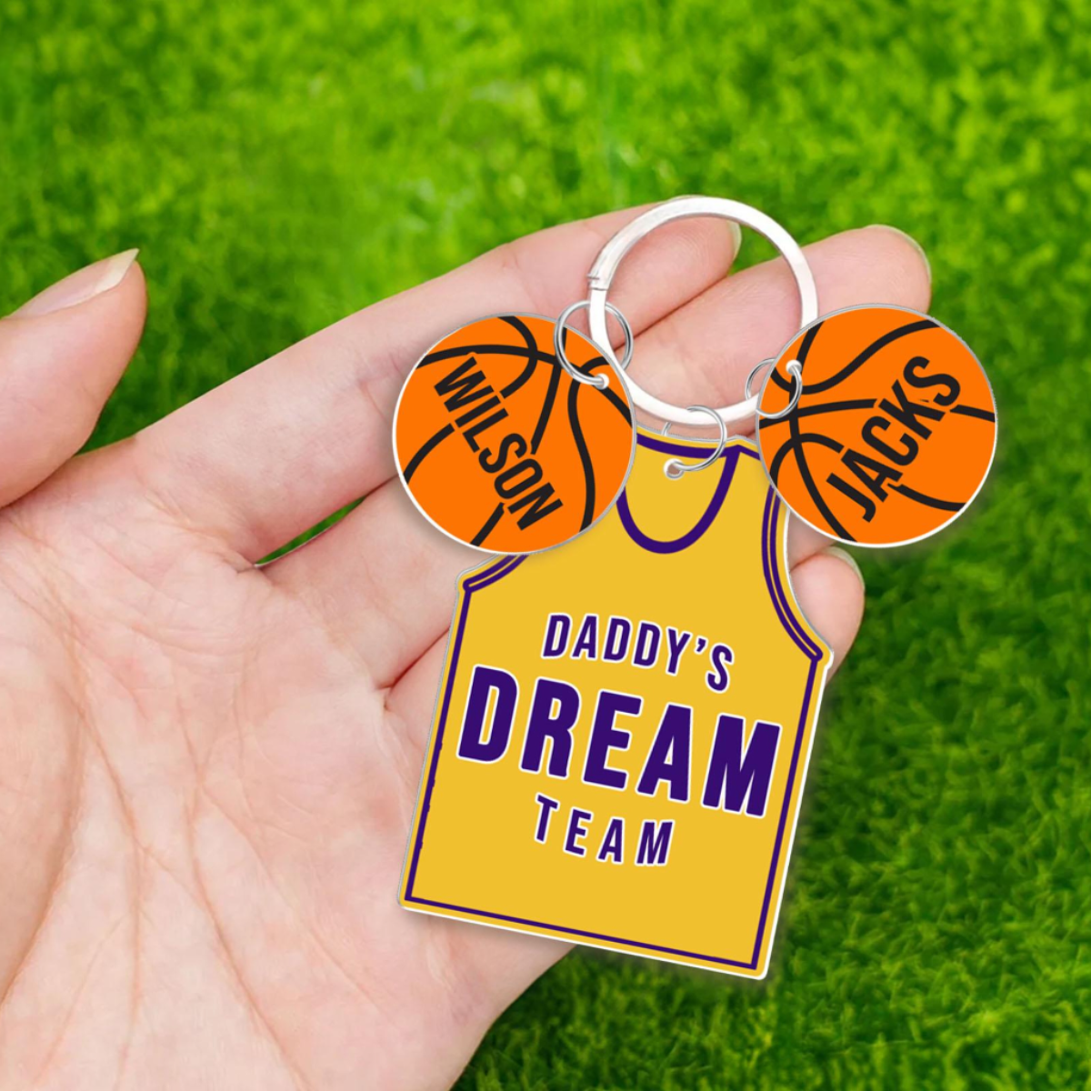 Daddy's Dream Team Keychain Gift, Basketball Dad Keyring, Personalized Father's Day Gift, Sport Dad Gift From Son Daugter, Gift For Husband