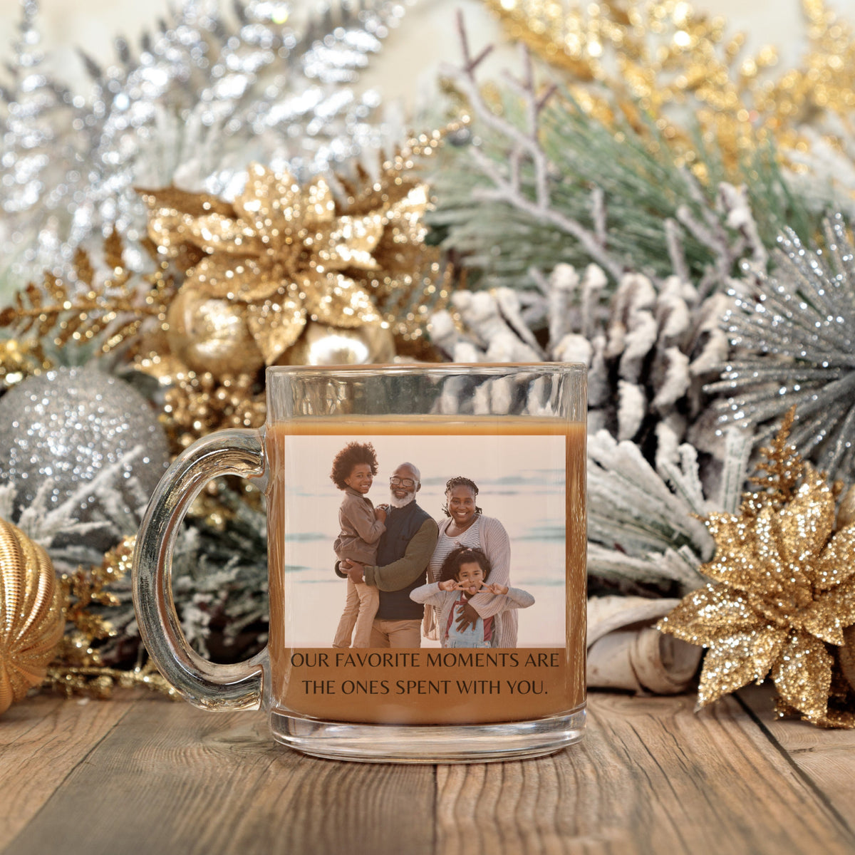 Personalized Photo Clear Mug Glass, Custom Message Photo Glass Coffee Mug, Clear Glass Mug Photo Gift, Best Friends, Custom Photo Glass Mug