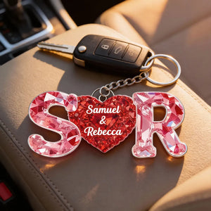 Couple Love Initial - Personalized Acrylic Keychain - Heartfelt Anniversary, Valentine's Day Gift For Couple