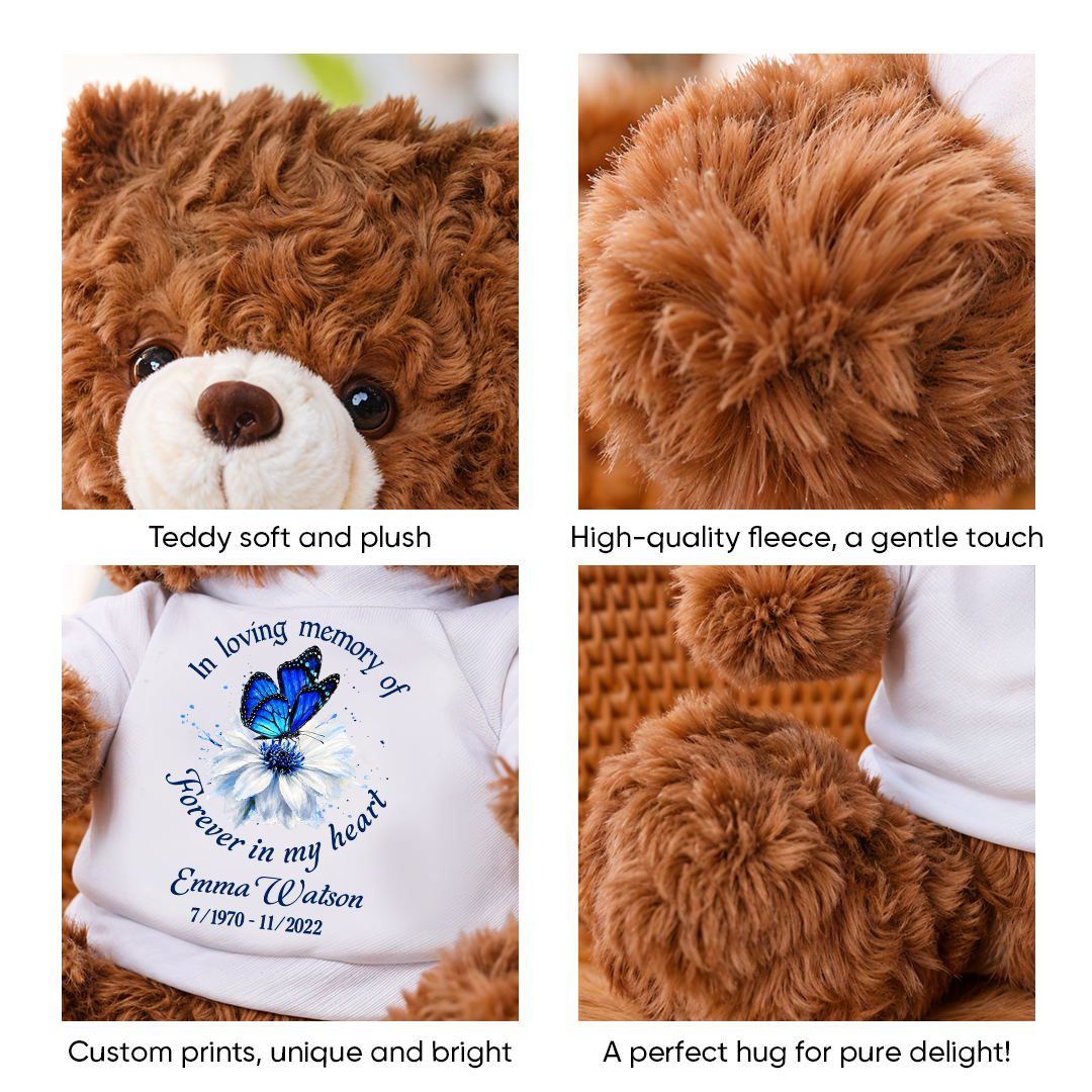Memorial Butterfly Forever In My Heart Teddy Bear - Memorial Gift - Personalized Plush Bear