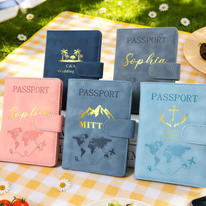 Personalized Passport Holder & Luggage Tag Set, Custom Leather Passport Cover, Travel Gifts Team Gift Your Logo