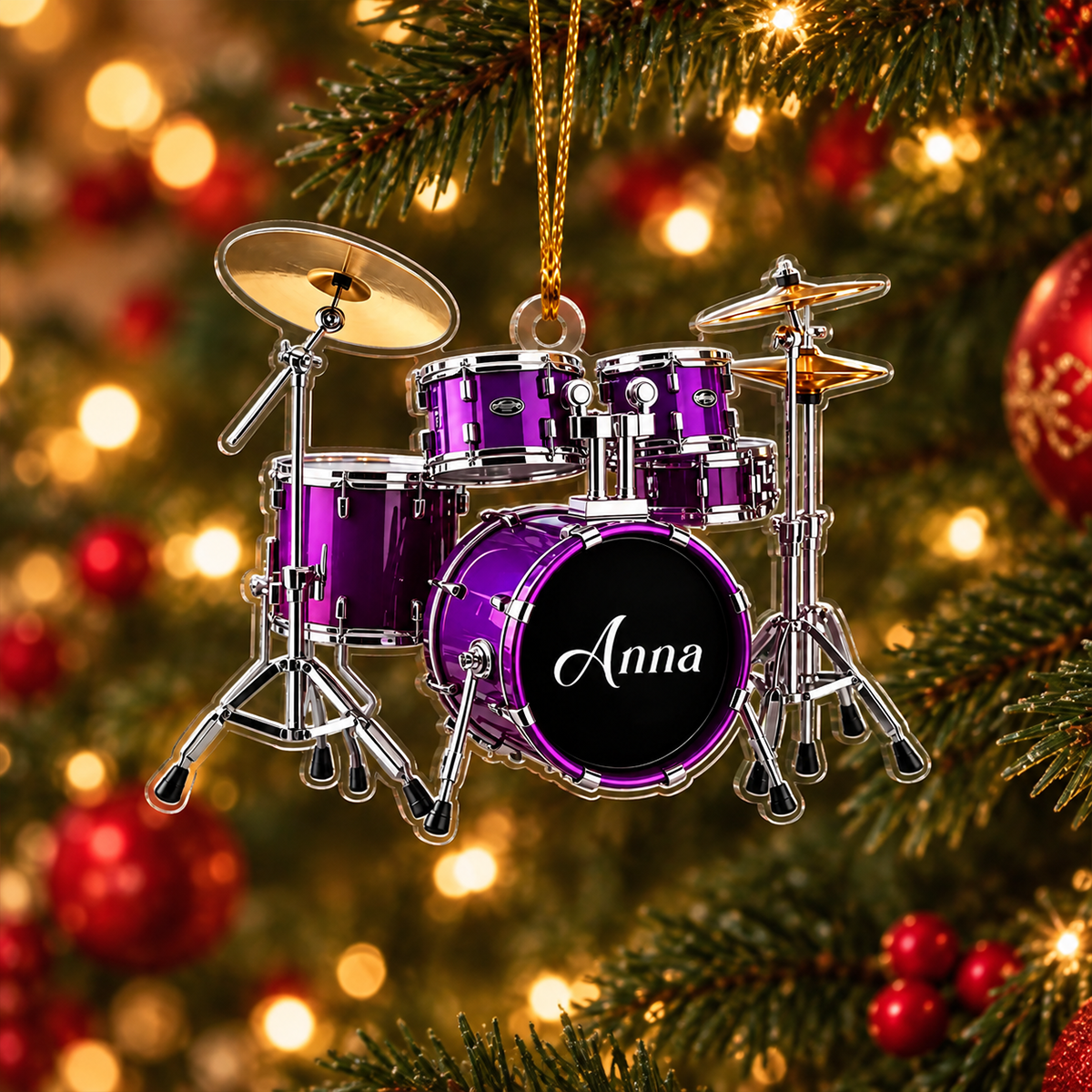 Personalized Name Drum Ornament, Xmas Gifts For Drummer
