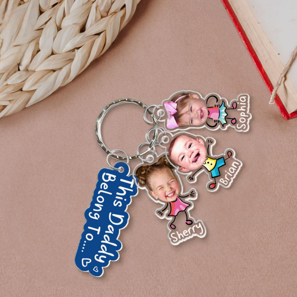 Custom Daddy Keychain With Photo Charm, Father's Day Gift for Dad, Custom Baby Face Keychain, Gift From Kids Son, Funny Baby Photo Keychain