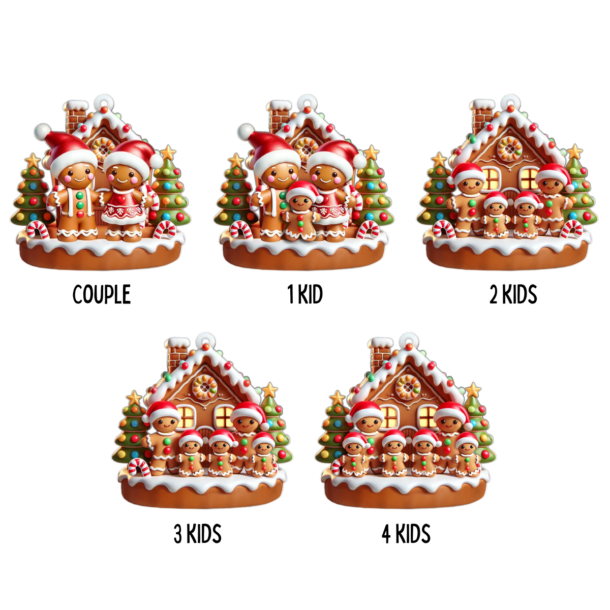 Gingerbread Family With Gingerbread House 3D Effect - Personalized Acrylic Ornament - Christmas Gift For Family