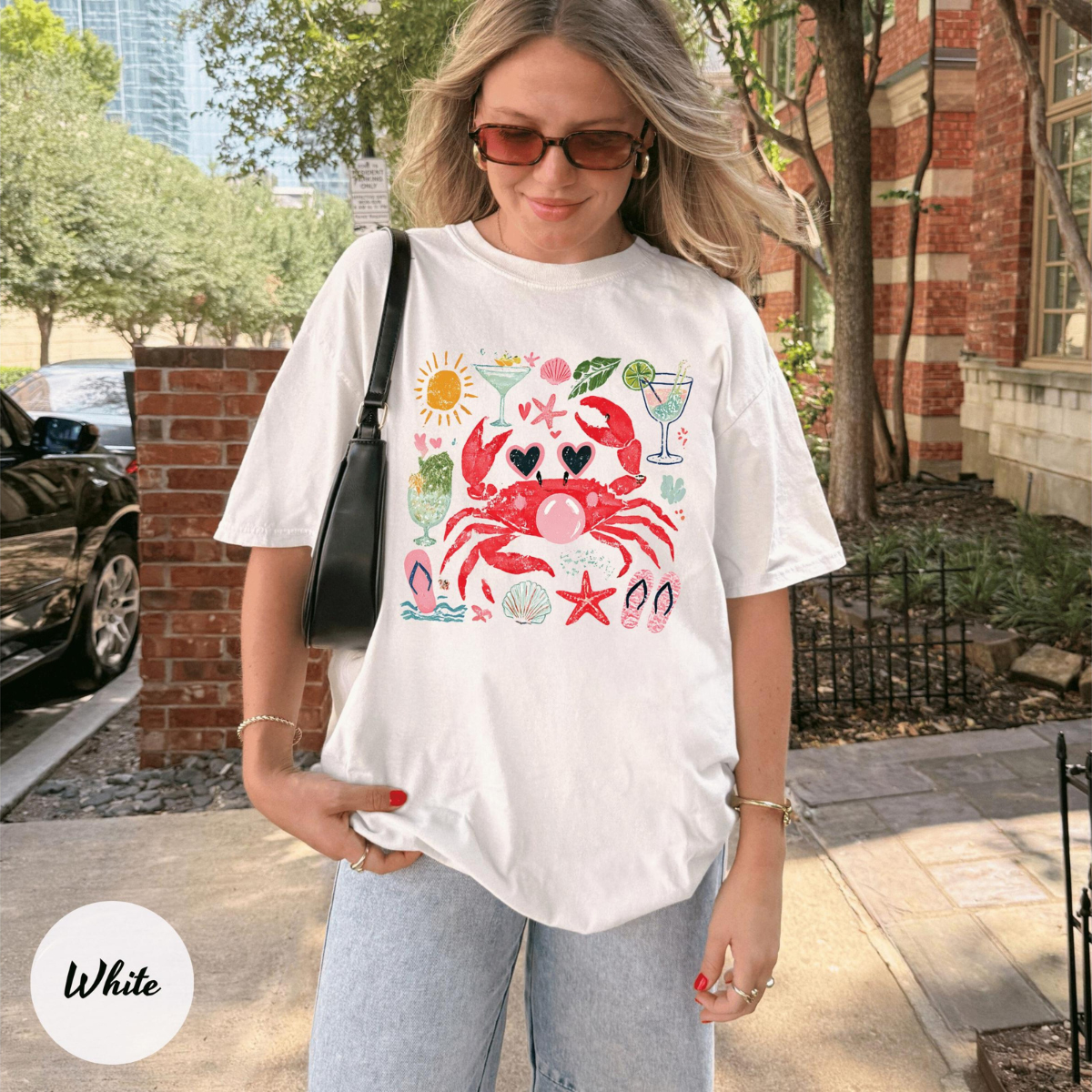 Comfort Colors Funny Crab Shirt, Crab Blowing Bubble Graphic Tee, Beach Vibes Nautical T-shirt, Summer Vacation Gift, Graphic Summer Shirt