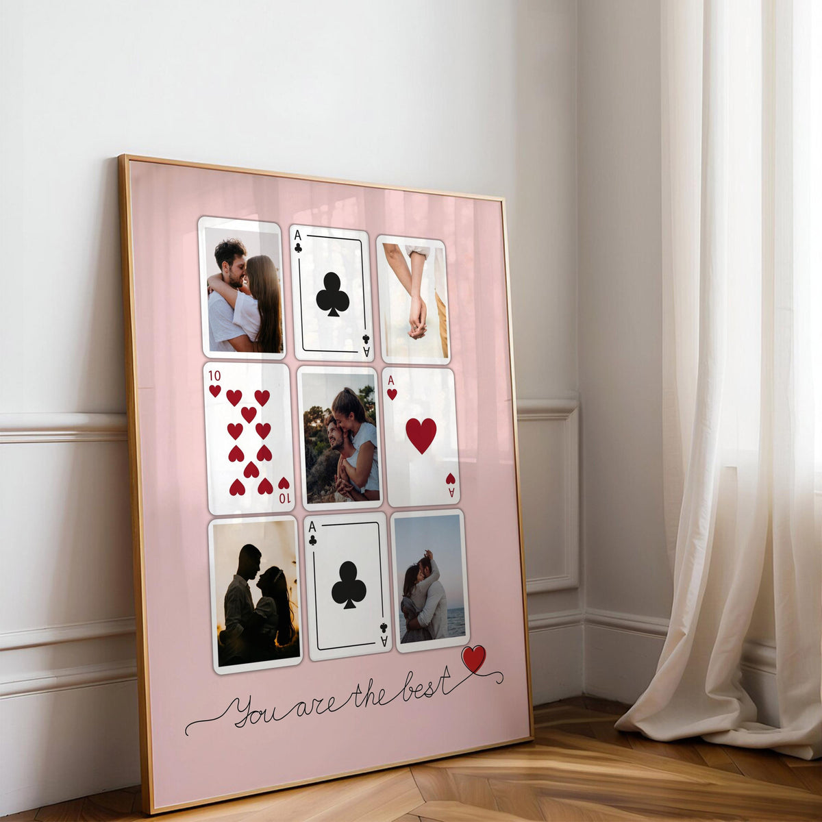 Custom Valentine's Day Anniversary Gift, Custom Playing Cards Photo Collage Wall Art, Unique Couples Gift, Romantic Gift