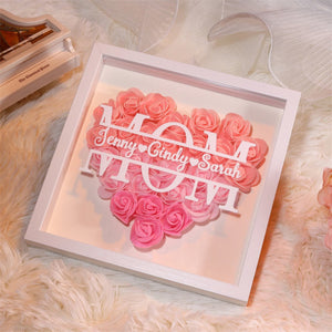 Mama & Kids Name - Custom Flower Frame Box - Gift For Mom, Mother's Day Gift