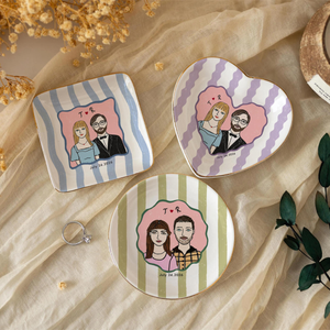 Custom Engagement Ring Dish, Personalized Proposal Portrait Ring Dish, Engaged Jewelry Tray, Trinket Tray for Couples, Engagement Gift