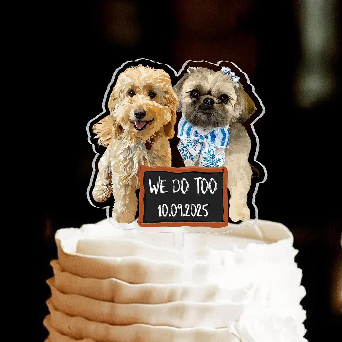 Personalized Pet Portrait Photo Wedding Cake Topper, Custom Dog Photo Cake Topper, Dog Owner Party Favors Decor, Wedding Party Favors