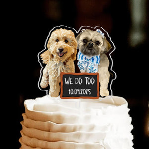 Personalized Pet Portrait Photo Wedding Cake Topper, Custom Dog Photo Cake Topper, Dog Owner Party Favors Decor, Wedding Party Favors