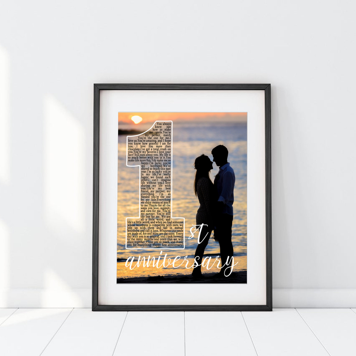 1st Anniversary Custom Photo - Personalized Canvas - Gift For Boyfriend Girlfriend, Anniversary Gift For Couple