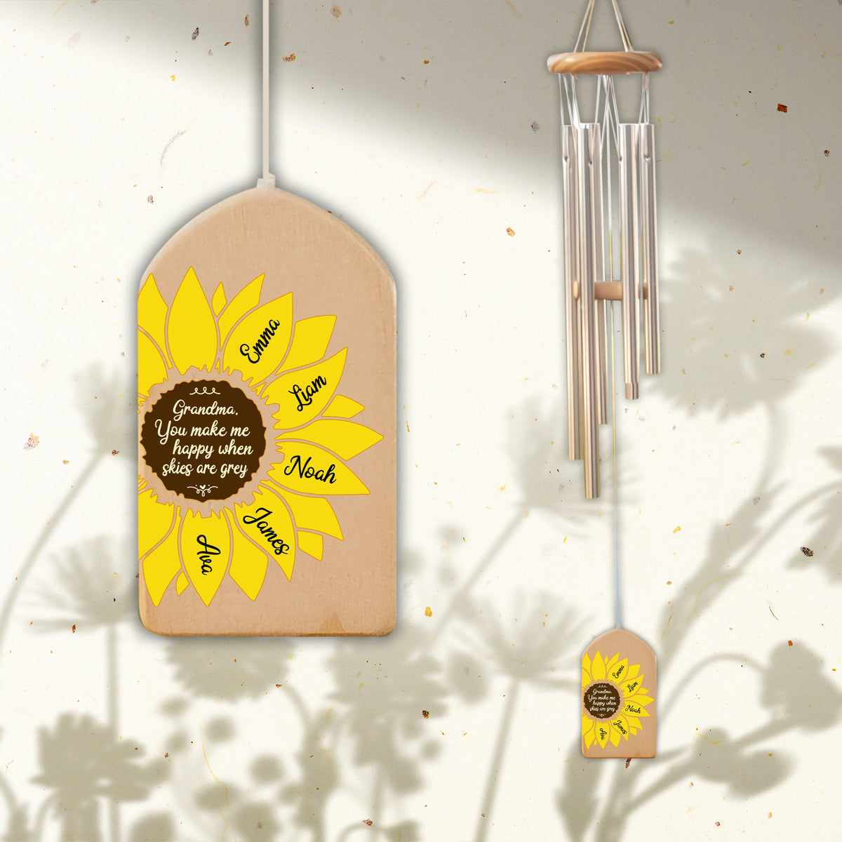 You Make Me Happy Sunflower - Personalized Windchime - Gift For Mom, Mother's Day, Birthday Gift