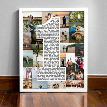 Custom First Anniversary Collage Canvas, One Year Anniversary Gifts for Couple, 1 Year Anniversary Gift for Boyfriend Girlfriend