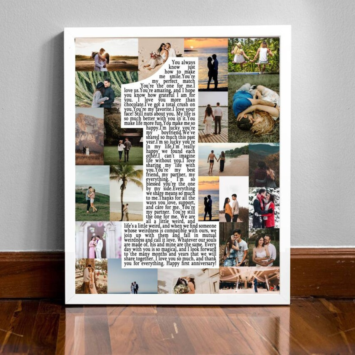 Custom First Anniversary Collage Canvas, One Year Anniversary Gifts for Couple, 1 Year Anniversary Gift for Boyfriend Girlfriend