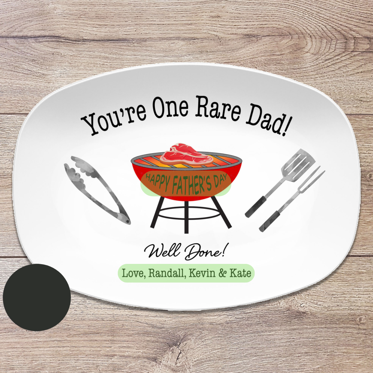 One Rare Daddy Grilling BBQ Plate, Job Well Done Personalized Serving Tray Platter, Father's Day Gift for Him