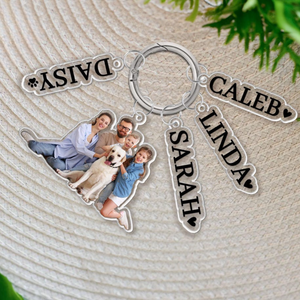 Custom Family Photo Keychain With Charm, Personalized Photo Keychain For Dad, Father's Day Gifts, Photo Keychain With Name, Gift For Husband