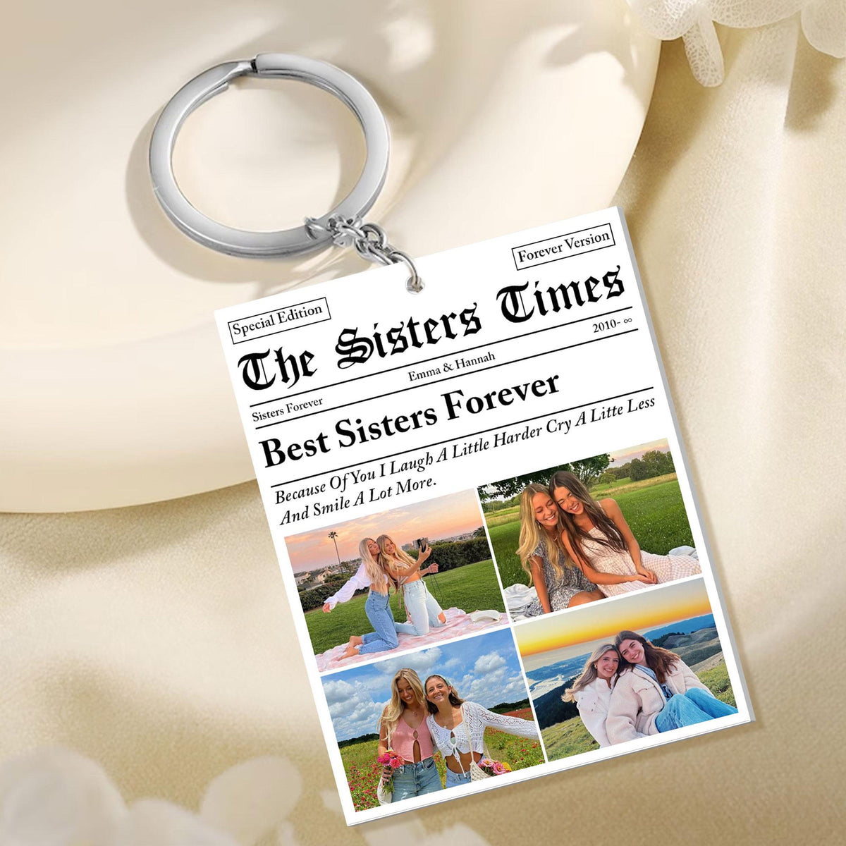Personalized Sisters Times Acrylic Keychain, Custom Sister Gift, The BFF Times, Best Sister Christmas Photo Keychain, Christmas Gift For Besties