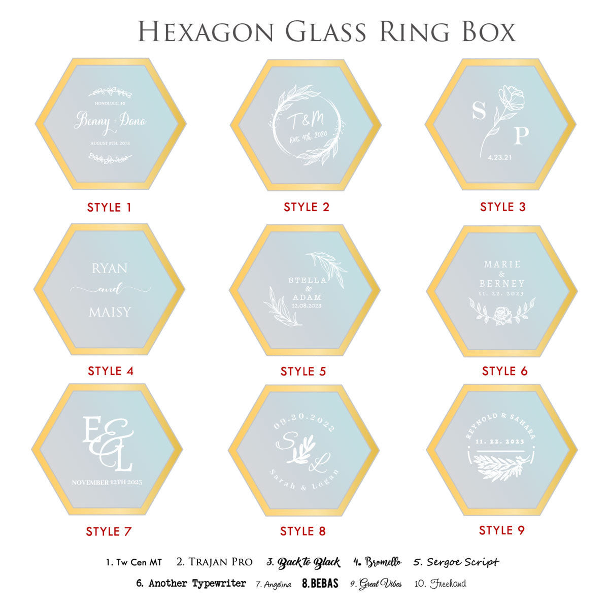 Hexagon Glass Ring Box - Personalized Ring Box for Wedding Ceremony Custom Modern Ring Holder for Proposal Engagement Gift for Her