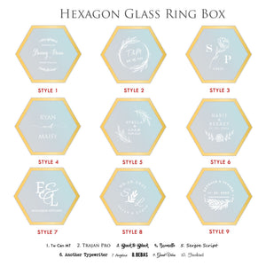 Hexagon Glass Ring Box - Personalized Ring Box for Wedding Ceremony Custom Modern Ring Holder for Proposal Engagement Gift for Her