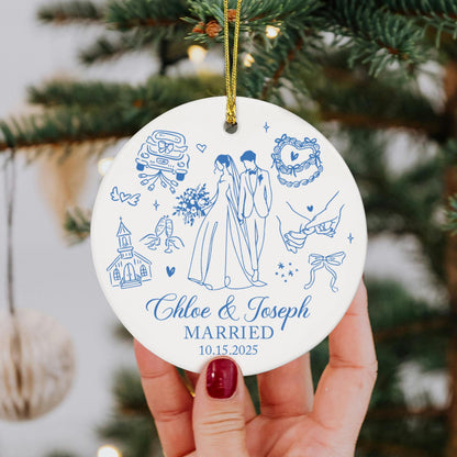 Personalized Married 2025 Ornament, Custom Bride And Groom Ornament, Mr and Mrs Ornament, Just Married Ornament, Christmas Gift For Couples