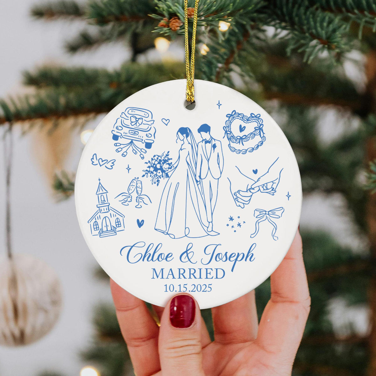 Personalized Married 2025 Ornament, Custom Bride And Groom Ornament, Mr and Mrs Ornament, Just Married Ornament, Christmas Gift For Couples