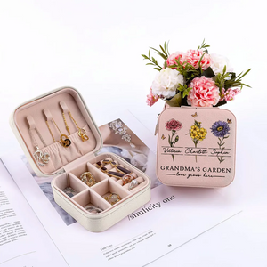 Vintage Mama's Garden Love Grows Here - Personalized Square Jewelry Box - Gift For Mom, Mother's Day, Birthday Gift