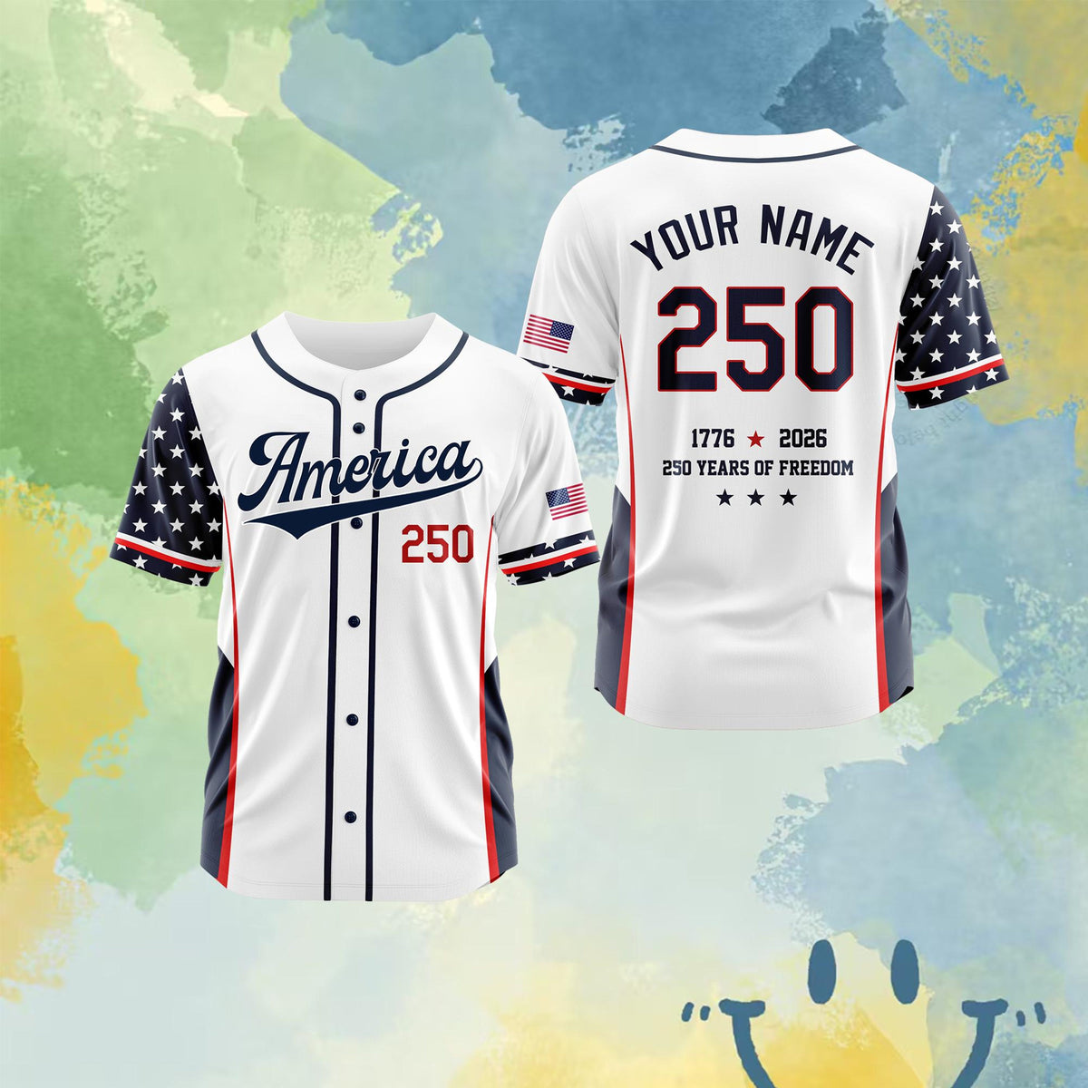 Personalized America 250 Jersey, 4th of July Baseball Shirt, USA Patriotic Jersey, Custom Name Number Independence Day Outfit