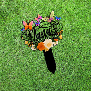 Personalized Garden Stake, Nana's Garden Sign with Butterflies and Flowers, Outdoor Metal Sign, Mother's Day Gift, Nana's Blessings With Butterflies