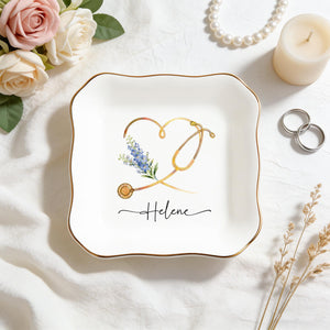 Personalized Nurse Ring Dish: Nurse Graduation Jewelry Dish, Stethoscope Trinket Dish With Name, Nurse Retirement Keepsake, Nurse Day Gift