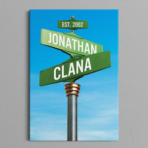 Couple Street Sign - Personalized Canvas - Gift For Couple