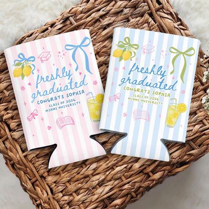 Personalized Summer Vibe Graduation Can Cooler, Striped Graduate Can Cooler, Congrats College Graduate Party Favors, Graduation Party Favors