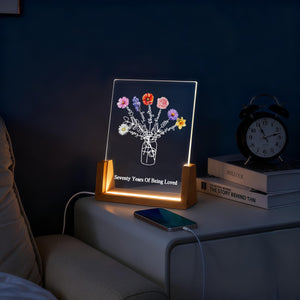 Custom Family Bouquet Night Light, Mothers Day Gift, Mum's Bunch with Kids Name, Birth Flower Lamp, Gift for Mom/Grandma, Mother's Day Gift