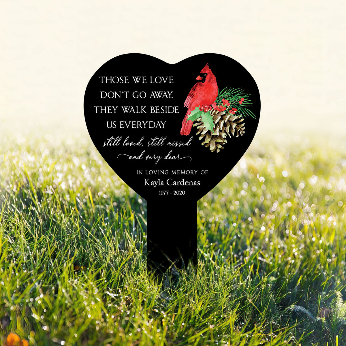 Custom In Loving Memory Stake Acrylic, Tree of Life, Heart Garden Stake, Sympathy Sign, Remembrance Gift, Cardinal Heart, Memorial Plaque