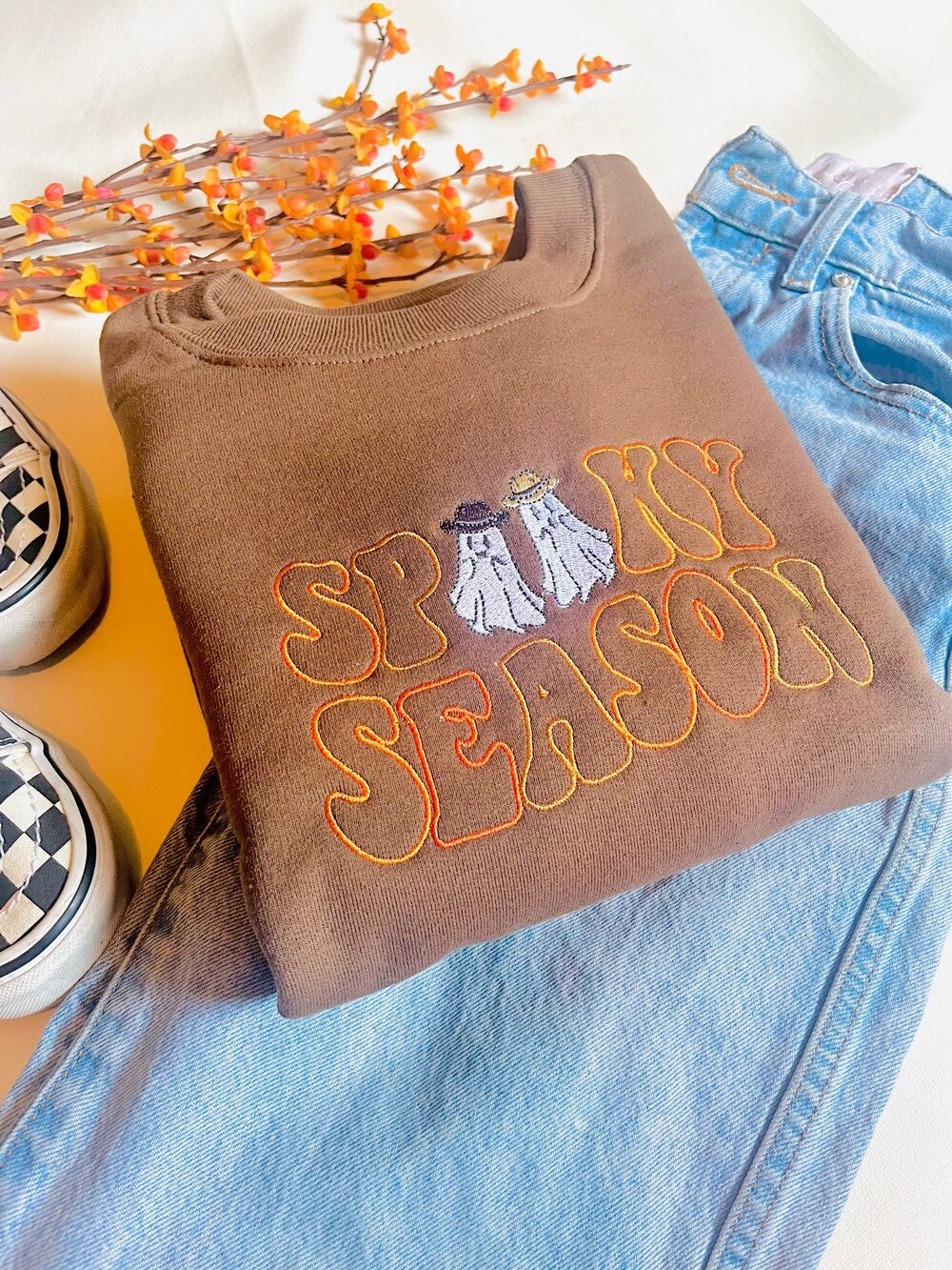 Spooky Season Western Embroidered Crewneck