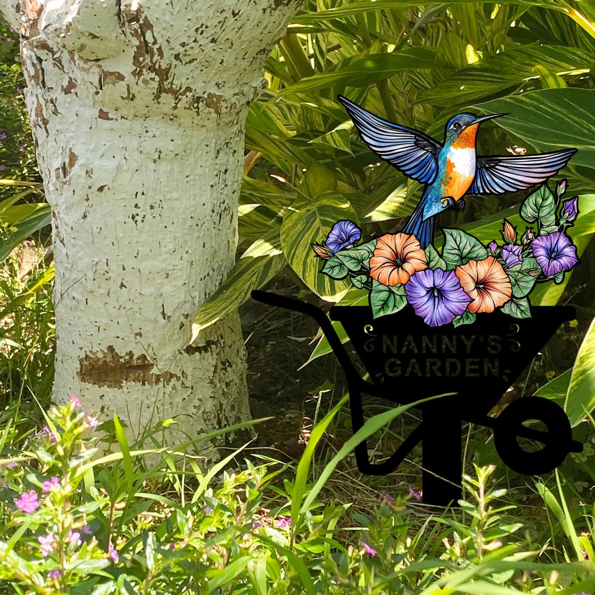 Custom Hummingbird Garden Stake, Personalised Bird Garden Name Sign, Hummingbird Garden Decor, Gardener Gift, Grandma Nana Gift,Mother's Day