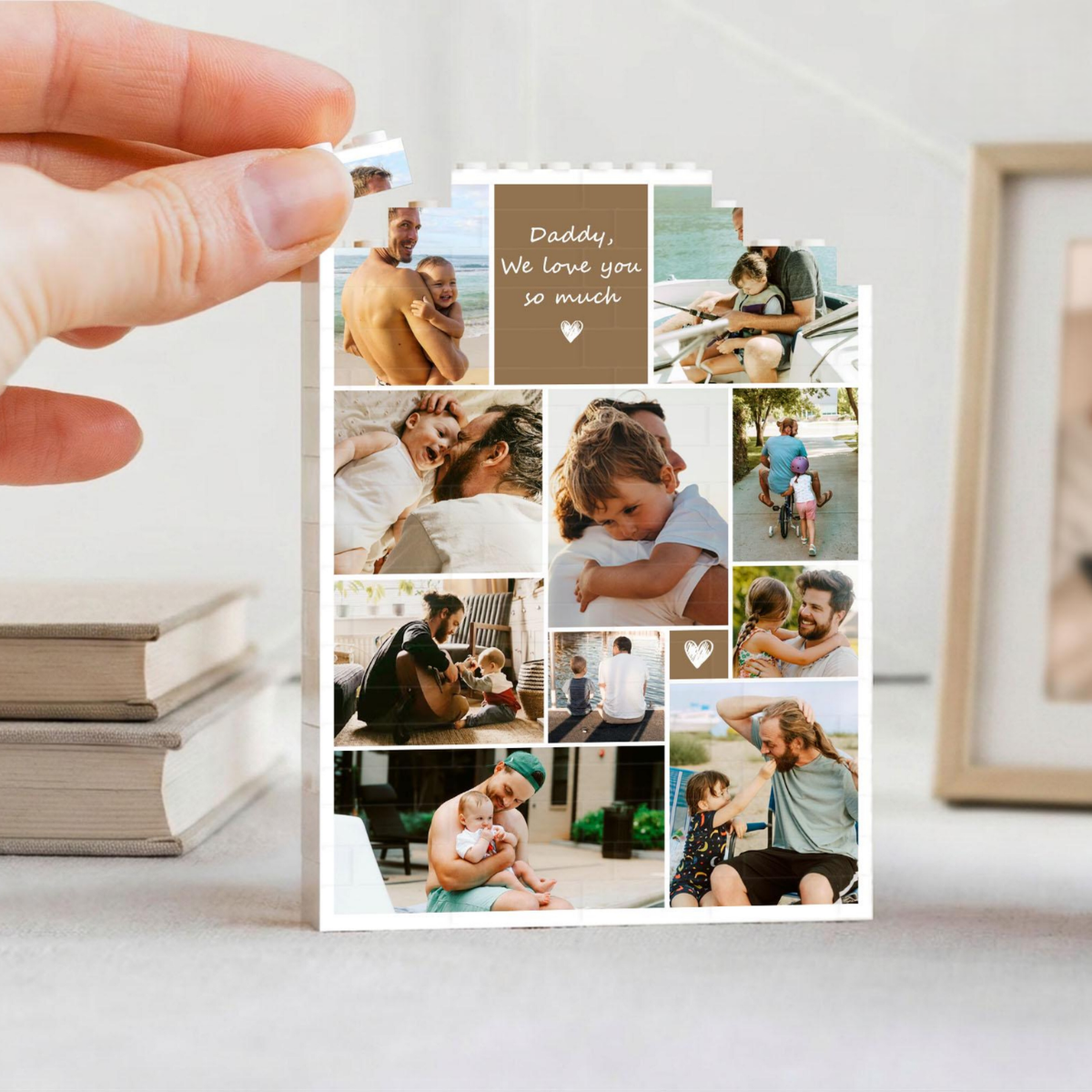 Custom Photo Collage Dad And Kids Building Blocks, Gift for Dad, Best Dad Gift, Fathers Day Picture Collage, Gift For Husband, Birthday Gift