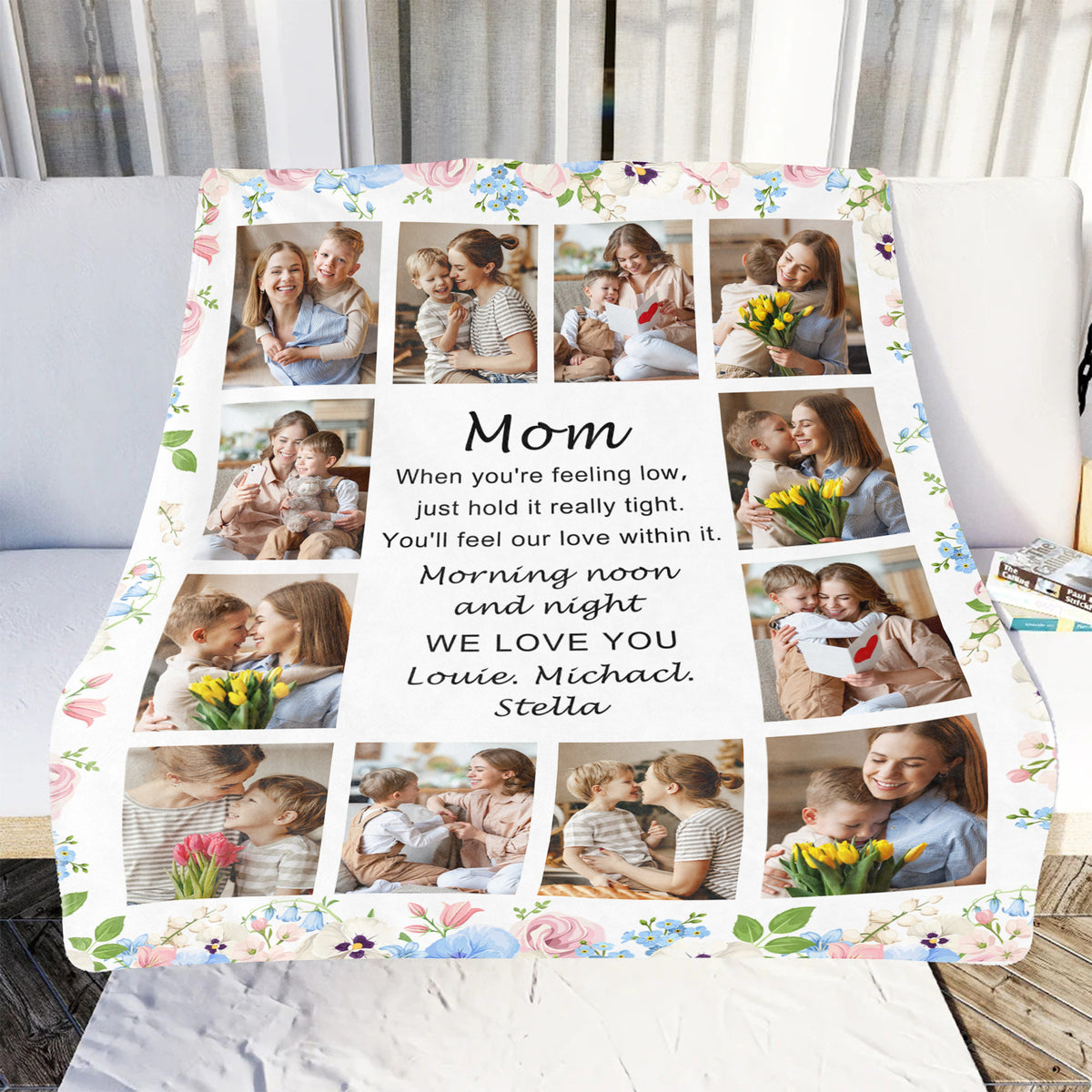 Mom When You're Feeling Low Just Hold It Really Tight - Personalized Blanket - Gift For Mother, Mother's Day, Birthday Gift