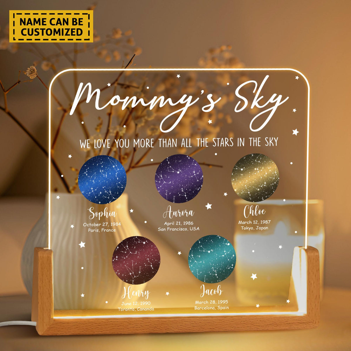 Personalized Star Map by Date Gift, Personalized Gifts for Mom, Constellation Map, Custom Star Map Night light, Mother's Day Gift, Gift For Mom