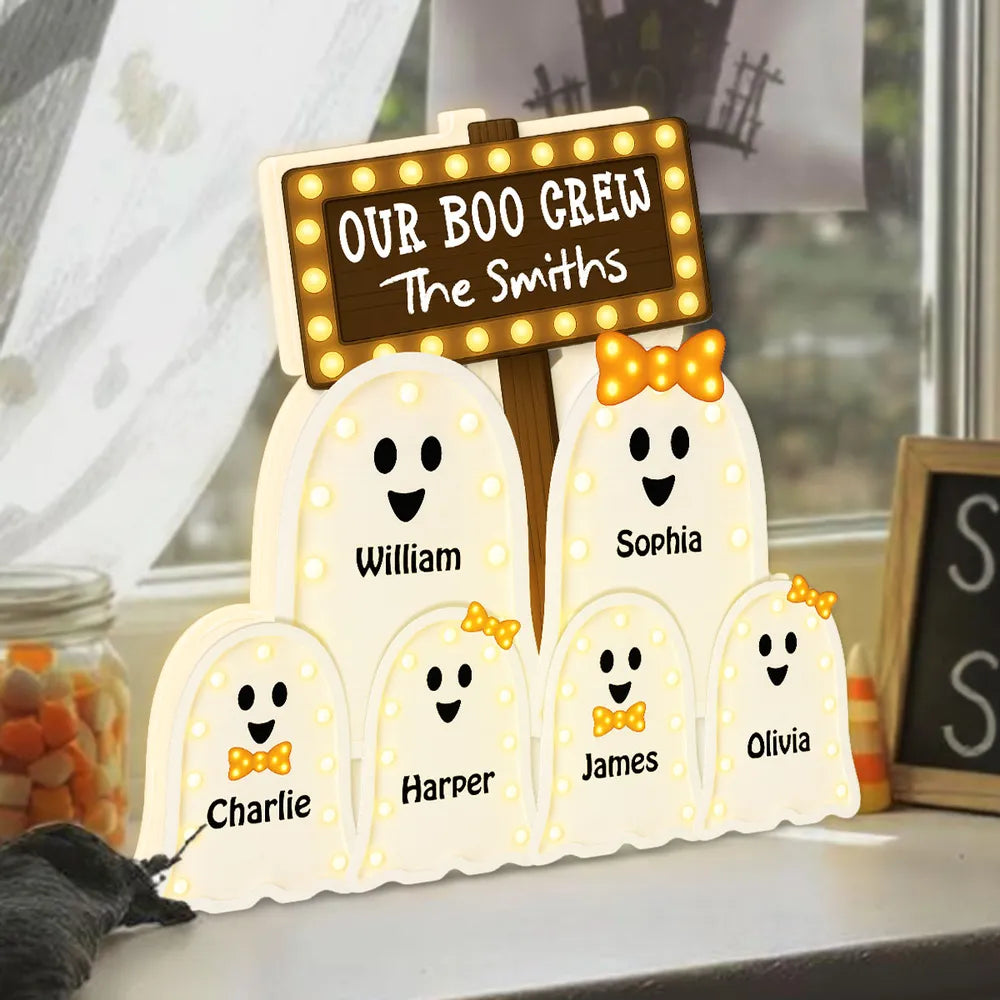 Halloween Boo Family - Personalized Acrylic Light Box - Gift For Family, Halloween Decoration